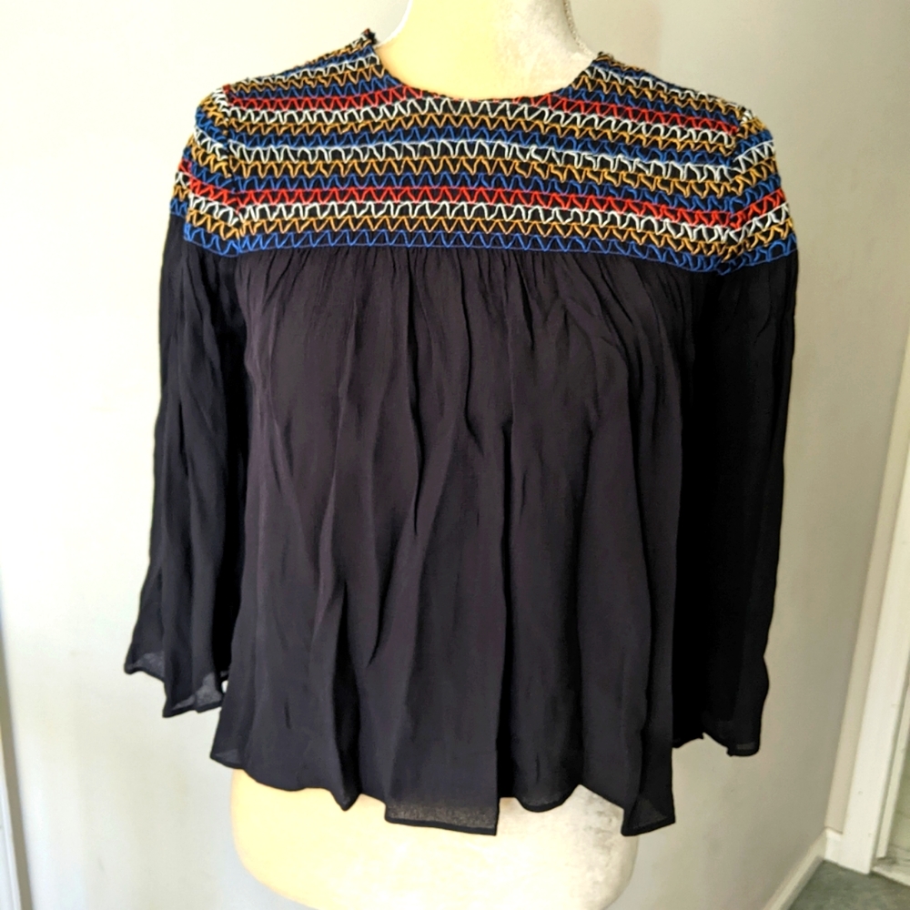 Anthropologie Rainbow zig zag top
